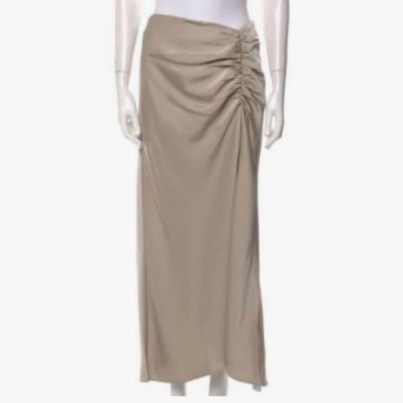 Jason Wu Satin Ruched Side Slit Midi Skirt - Picture 2 of 2
